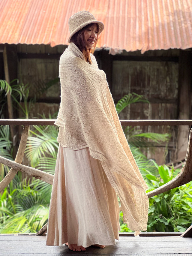 HEMP100% ニット 手編み 大判 ショール【パヤカ オンラインショップ】