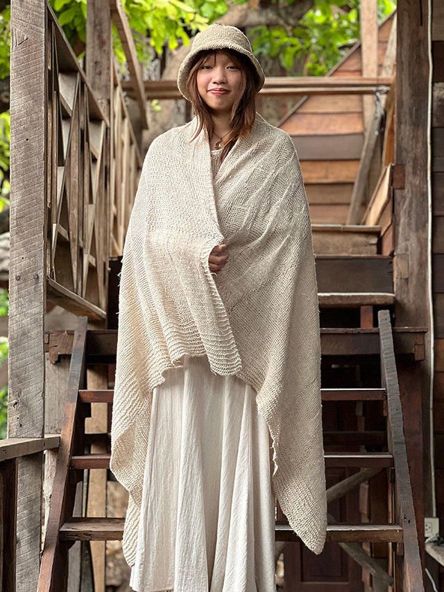 HEMP100% ニット 手編み 大判 ショール【パヤカ オンラインショップ】 