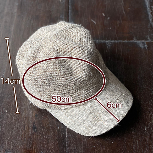 HEMP100% 手織り手編み キャップ