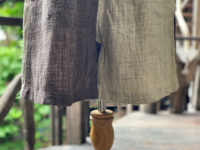 HEMP100% 手織り ショートパンツ・草木染め