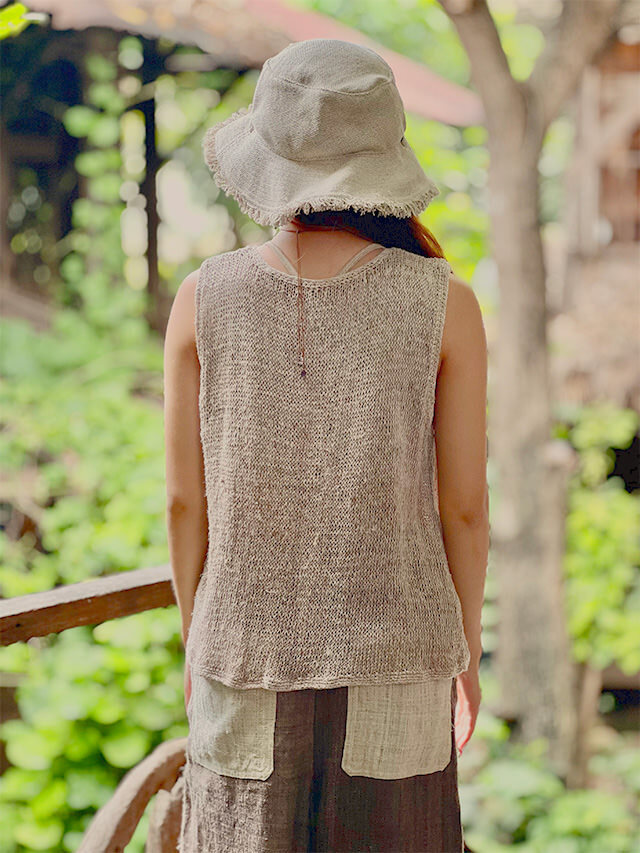 HEMP100% ニット 手編み タンクトップ・きなり【パヤカ オンライン