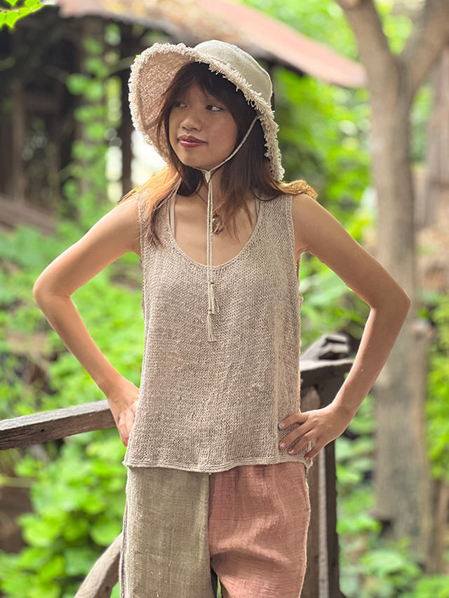 HEMP100% ニット 手編み タンクトップ・きなり【パヤカ オンライン