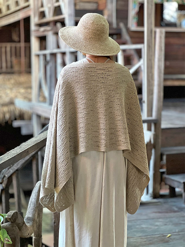 HEMP100% 手編み 2WAY ポンチョ (1点もの)【パヤカ オンラインショップ】