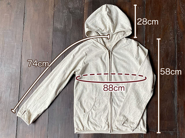 asana x chewin'bacco ヘンプコットン 厚手 パーカー・きなり