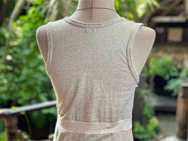 asana x chewin'bacco ヘンプコットン 切り替え ノースリーブ ワンピース・きなり