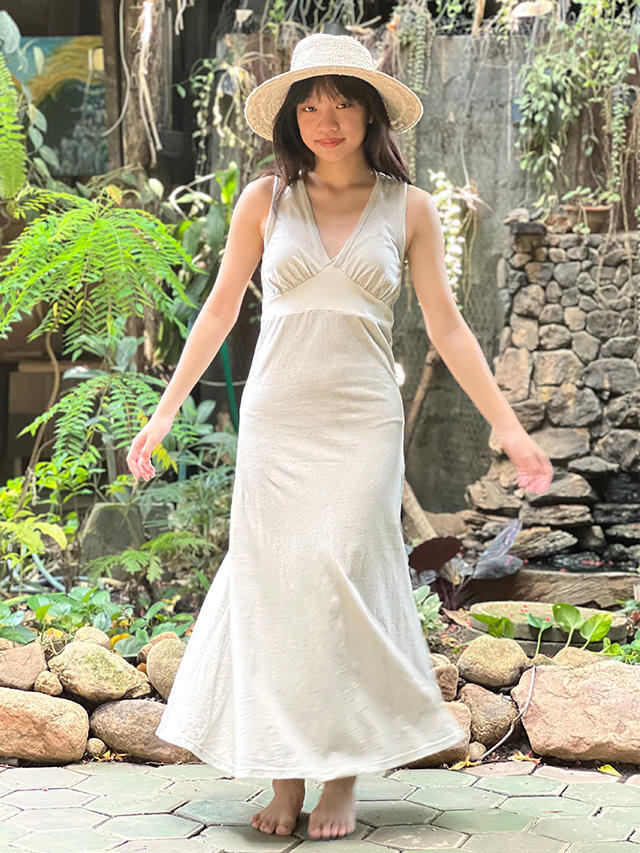ワンピース hanan hinari 「hinari」 長袖ワンピース MEDIUM ホワイト レディース