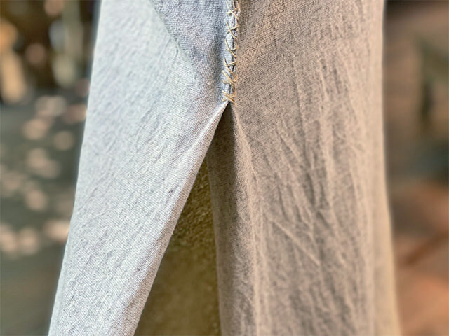 asana x chewin'bacco ヘンプコットン 厚手 タイト スリット ロングスカート・きなり