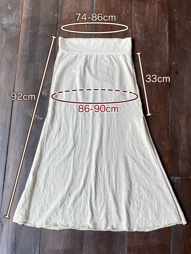 asana x chewin'bacco ヘンプコットン 厚手 タイト スリット ロングスカート・きなり