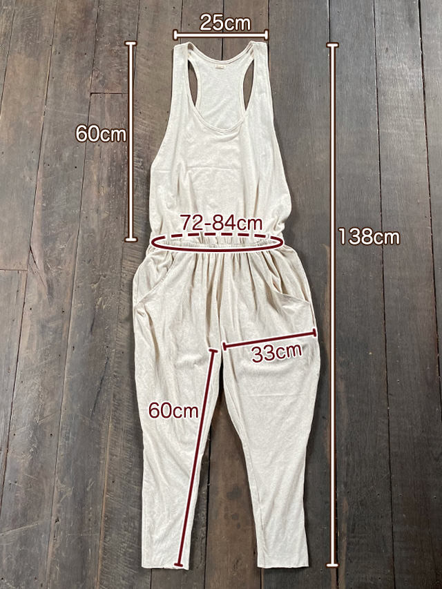 asana ヘンプコットン 薄手 オーバーオール・きなり