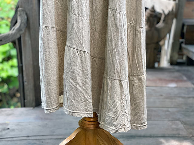 asana x chewin'bacco ヘンプコットン 厚手 切り替え ギャザー ワンピース・きなり