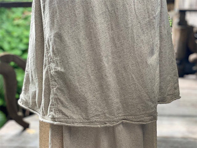asana x chewin'bacco ヘンプコットン 厚手 スリット チュニック・きなり