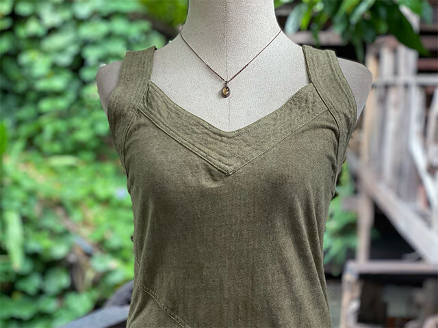 asana x chewin'bacco ヘンプコットン 厚手 スリット チュニック・きなり