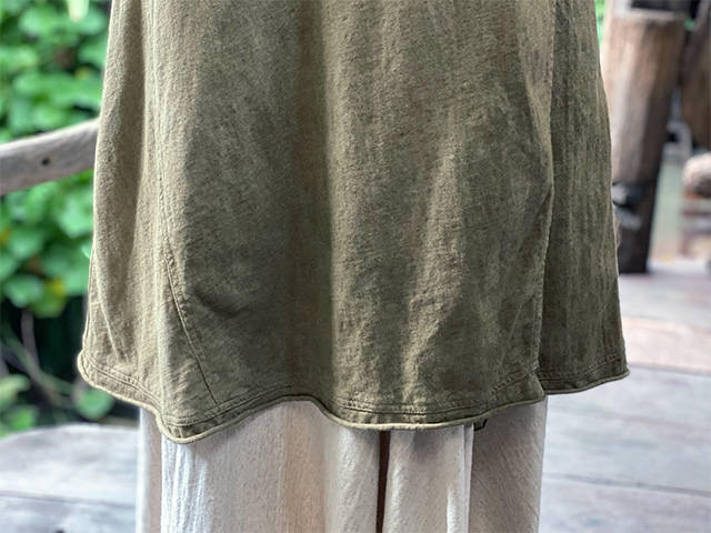 asana x chewin'bacco ヘンプコットン 厚手 スリット チュニック・きなり