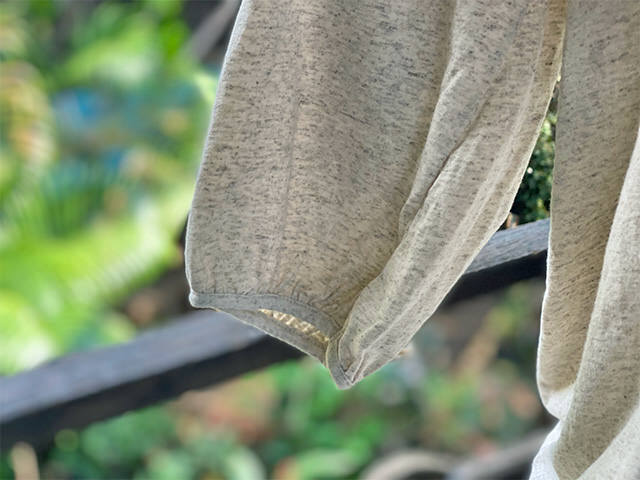 asana x chewin'bacco ヘンプコットン 薄手 ギャザー ラグラン スリーブ・きなり