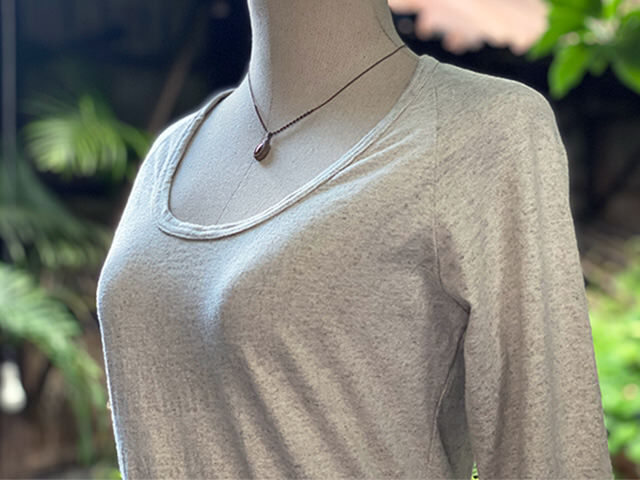 asana x chewin'bacco ヘンプコットン 厚手 ラグラン 七分袖 カットソー・きなり