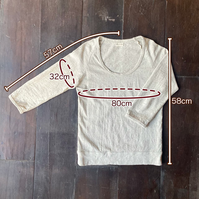 asana x chewin'bacco ヘンプコットン 厚手 ラグラン 七分袖 カットソー・きなり