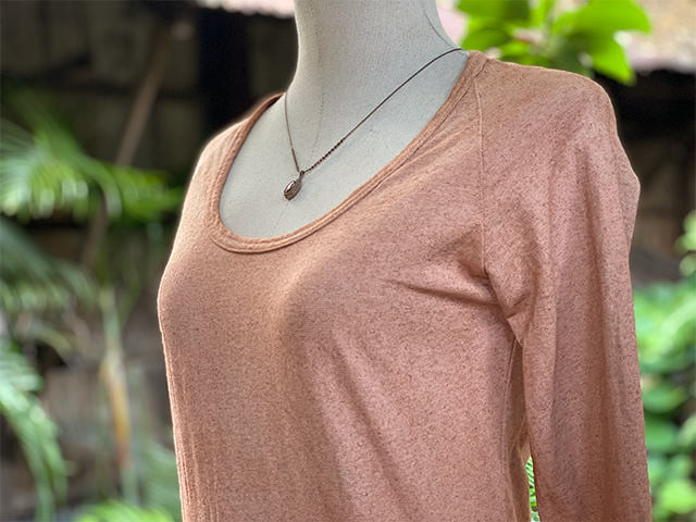 asana x chewin'bacco ヘンプコットン 厚手 ラグラン 七分袖 カットソー・草木染め