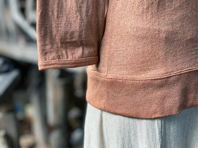 asana x chewin'bacco ヘンプコットン 厚手 ラグラン 七分袖 カットソー・草木染め