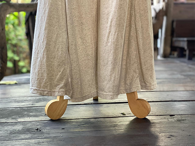 asana x chewin'bacco ヘンプコットン 薄手 フレアー バギー オーバーオール・きなり