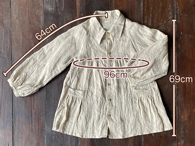 asana x chewin'bacco HEMP100% 切り替え ギャザー ジャケット・きなり