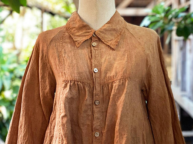 asana x chewin'bacco HEMP100% 切り替え ギャザー ジャケット・きなり