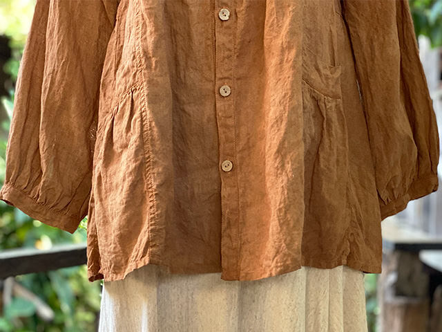 asana x chewin'bacco HEMP100% 切り替え ギャザー ジャケット・きなり