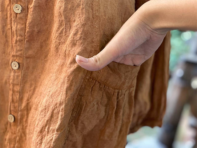 asana x chewin'bacco HEMP100% 切り替え ギャザー ジャケット・きなり