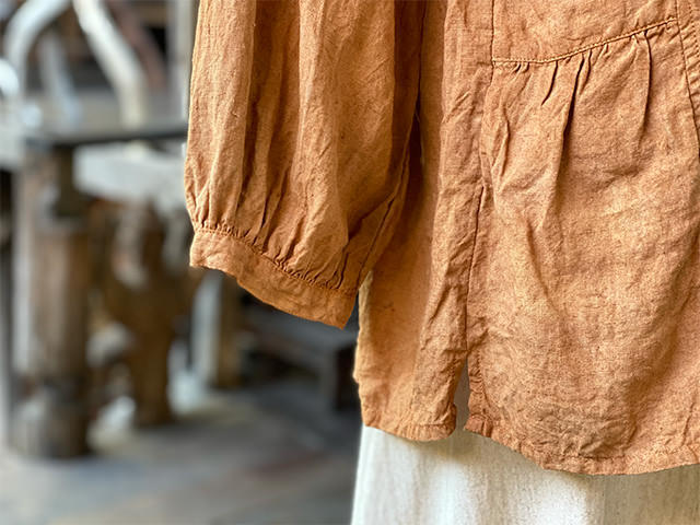 asana x chewin'bacco HEMP100% 切り替え ギャザー ジャケット・きなり