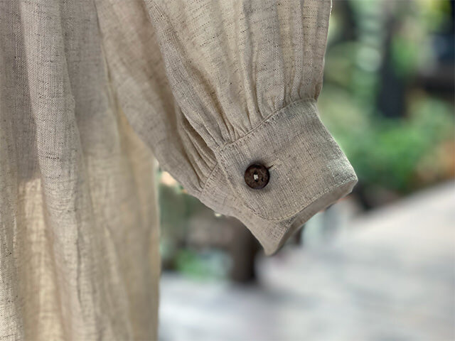 asana x chewin'bacco HEMP100% ゆったり ロング ワンピース・きなり