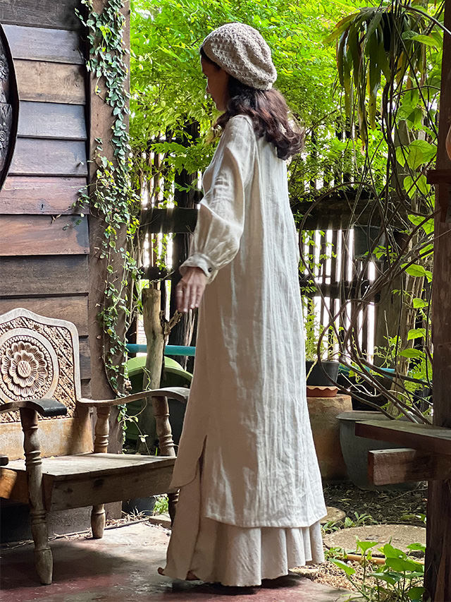 【SALE】 HEMP100% ガーゼ ゆったり ロングスリーブ●きなり SALE】 HEMP100% ガーゼ ゆったり ロングスリーブ○きなりの通販 by