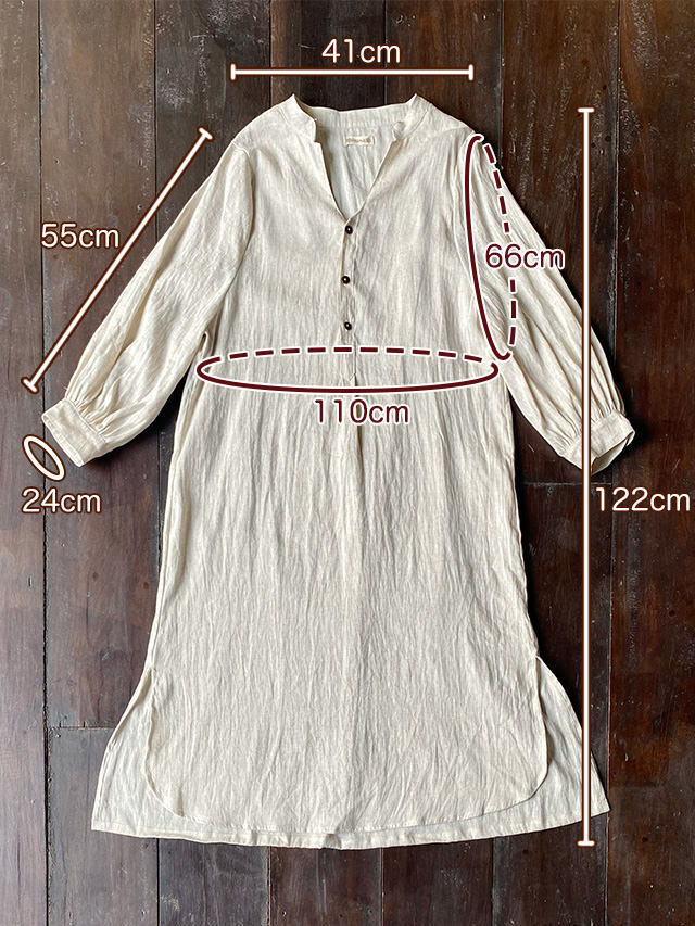 asana x chewin'bacco HEMP100% ゆったり ロング ワンピース・きなり