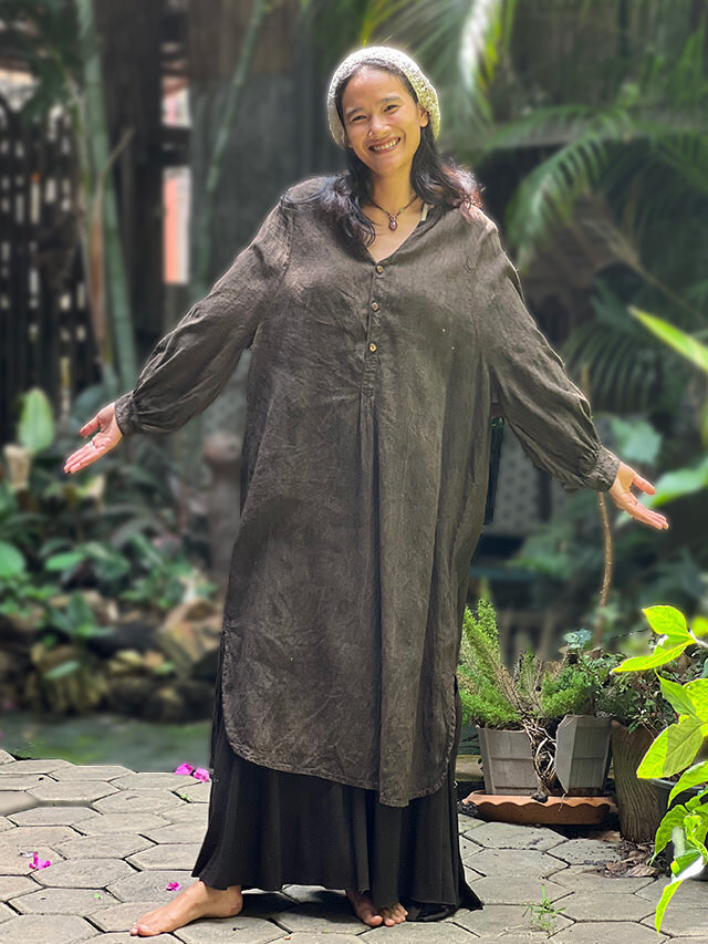 Marikoパヤカ　ワンピース　草木染め asana x chewin'bacco HEMP100% バイアス キャミ ワンピース