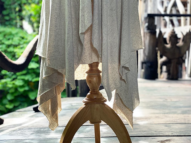 asana x chewin'bacco ヘンプコットン 薄手 レイヤード スカート・きなり