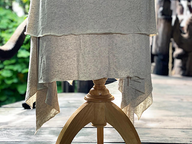 asana x chewin'bacco ヘンプコットン 薄手 レイヤード スカート・きなり