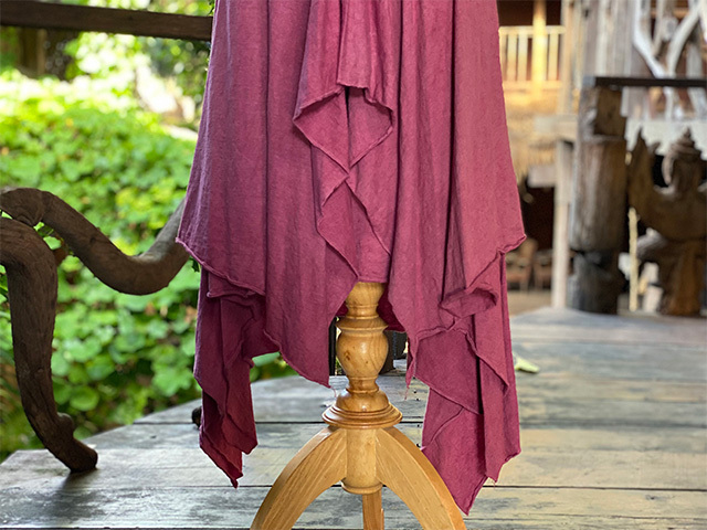 asana x chewin'bacco ヘンプコットン 薄手 レイヤード スカート・きなり