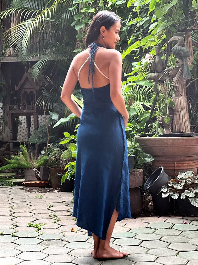 asana x chewin'bacco HEMP100% バイアス キャミ ワンピース