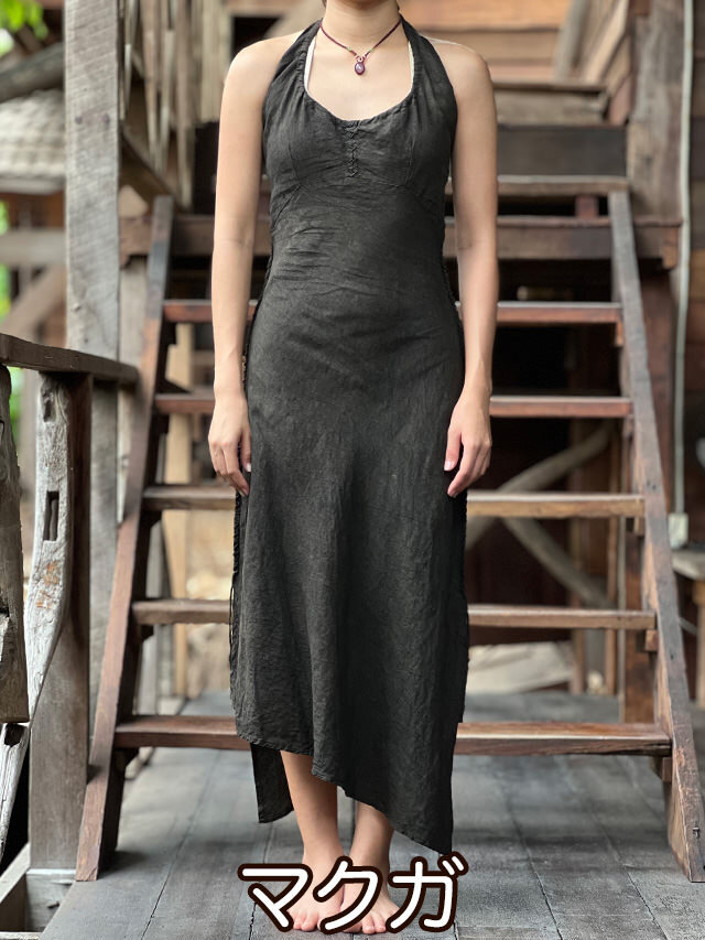 あ*き様 Bohemica ボヘミカビキニサロンドレス APF / ドリームモデ asana x chewin'bacco HEMP100% バイアス キャミ ワンピース・草木染め
