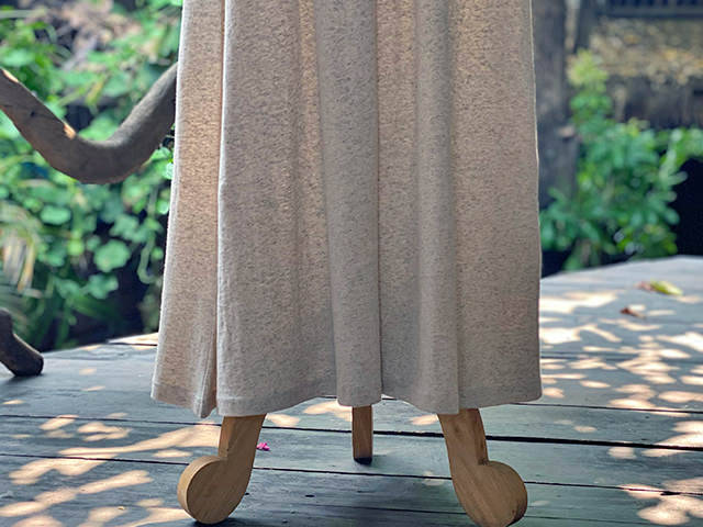 asana x chewin'bacco ヘンプコットン 薄手 ギャザー 切り替え ロング