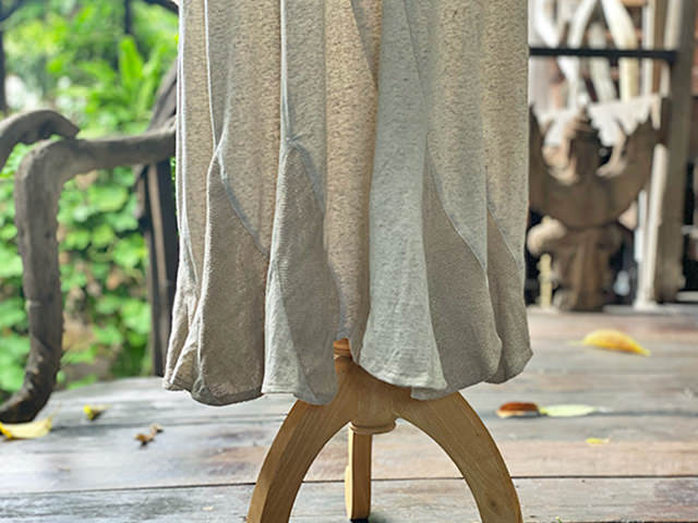 asana x chewin'bacco ヘンプコットン 薄手 切り替え ロング ワンピース・きなり