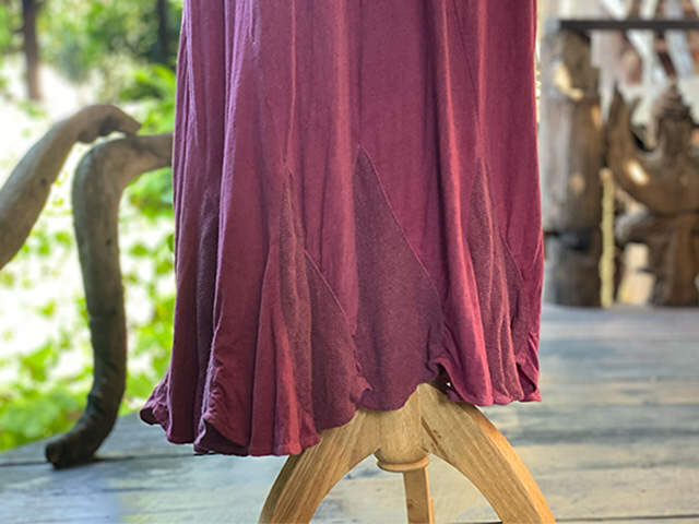 asana x chewin'bacco ヘンプコットン 薄手 切り替え ロング ワンピース・草木染め