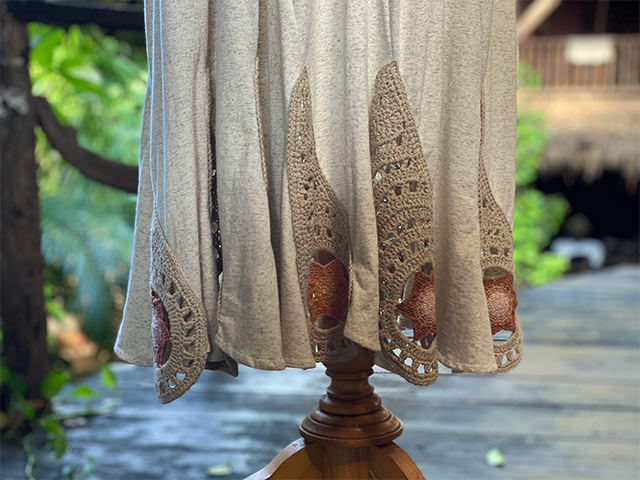 asana x chewin'bacco ヘンプコットン 薄手 切り替え ロング ワンピース・きなり