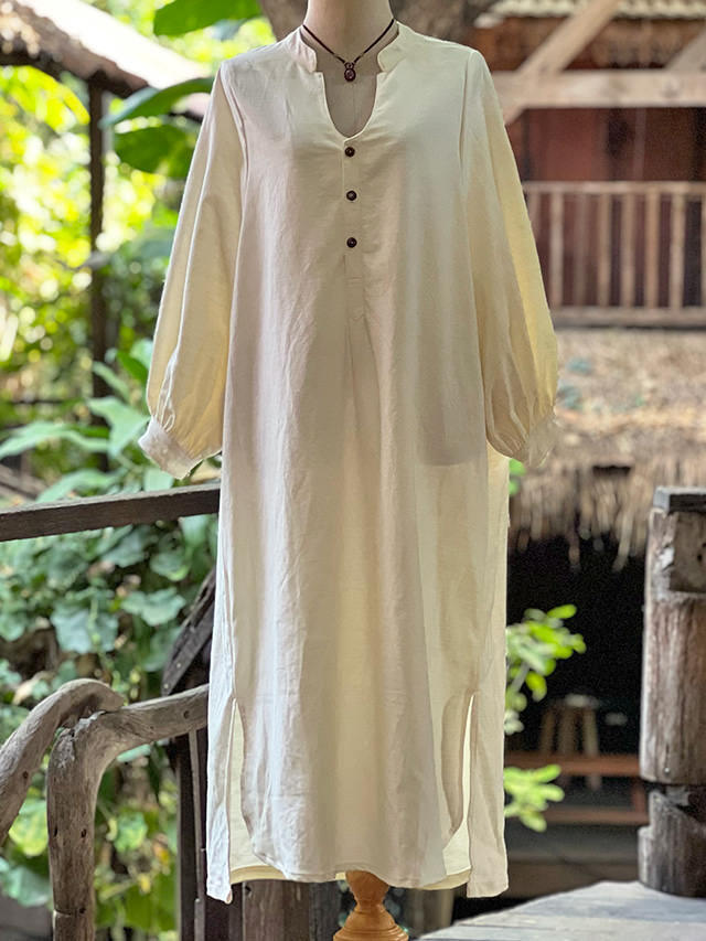こ*こ様 ゆったりサイズのワンピース asana x chewin'bacco HEMP100% デニム風 ゆったり ロング
