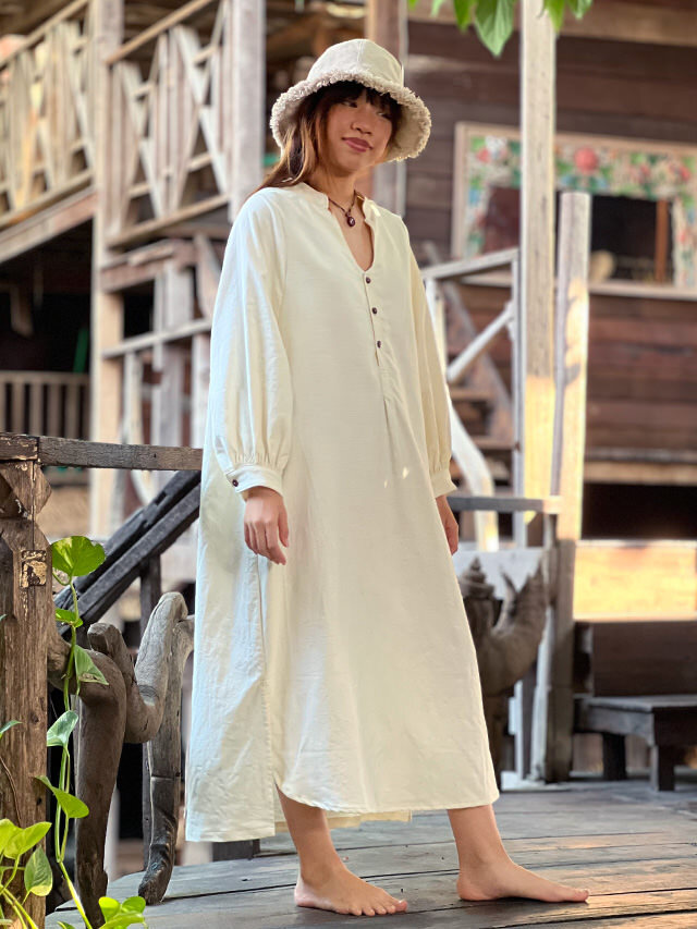 うさとの服　ロングワンピース　ヘンプ100% asana HEMP100% フォレスト ロング ワンピース・草木染め
