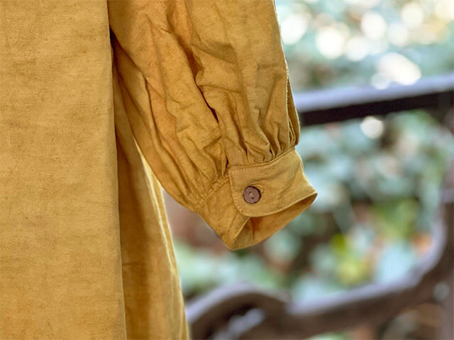 asana x chewin'bacco HEMP100% デニム風 ゆったり ロング ワンピース・きなり