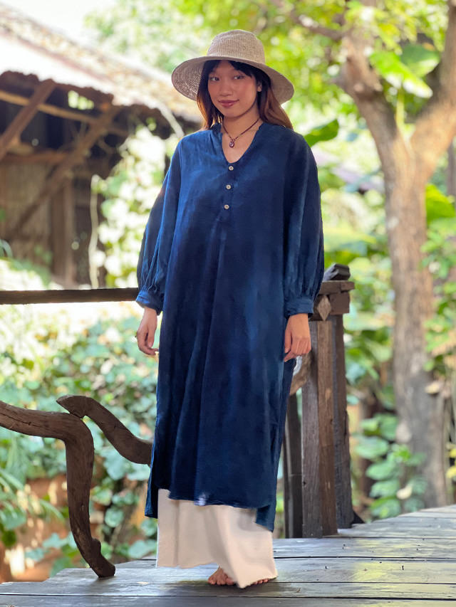 Marikoパヤカ　ワンピース　草木染め asana HEMP100% NEW バイアス ワンピース・草木染め【パヤカ