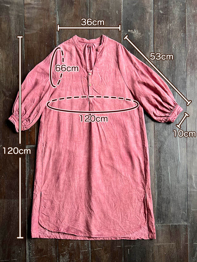 asana x chewin'bacco HEMP100% デニム風 ゆったり ロング ワンピース・きなり