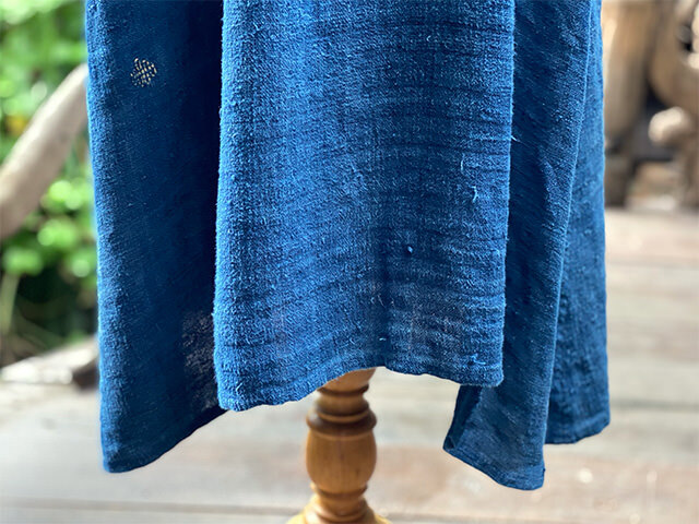 Karma HEMP100% 手織り 切り替え ノースリーブ ワンピース・インディゴ草木染め