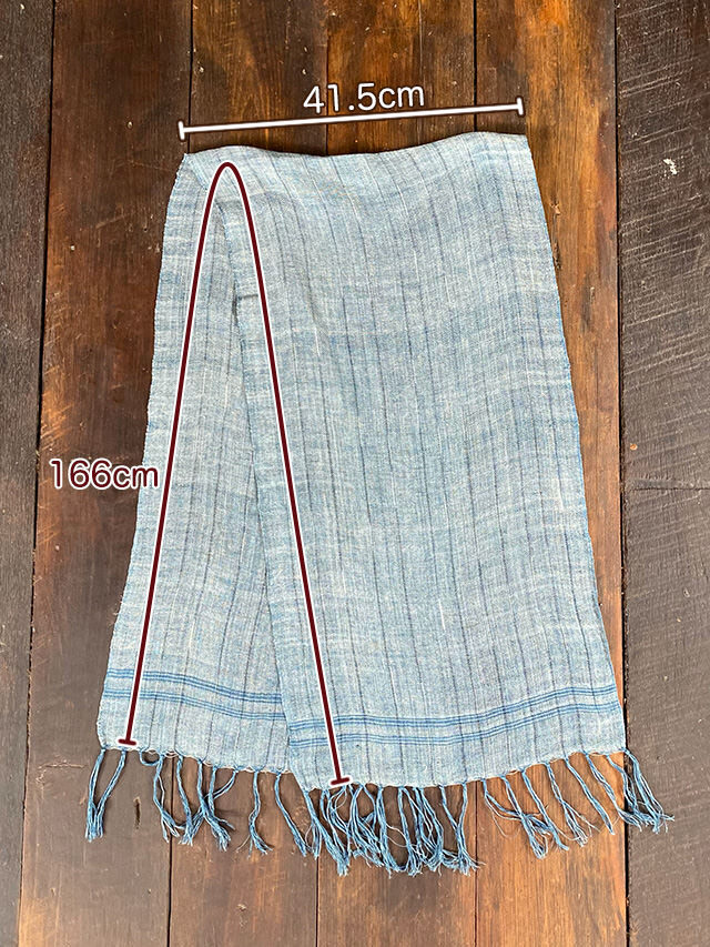 karma HEMP100% 手織り ショール・インディゴ草木染め