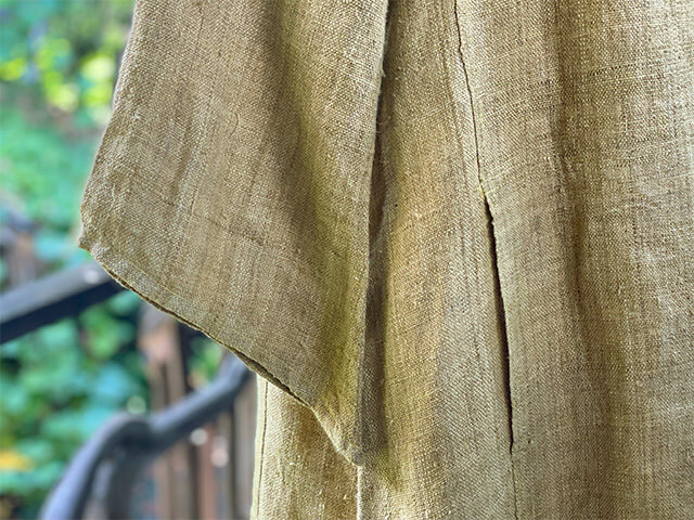 Karma HEMP100% 手織り フレアースリーブ ワンピース・草木染め