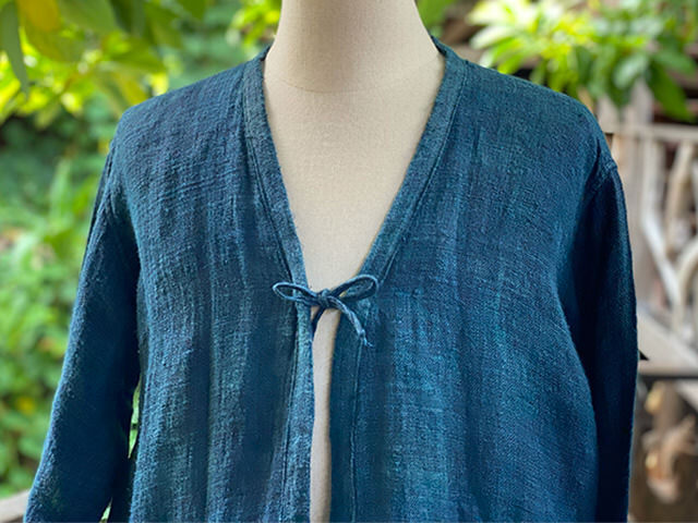 Karma HEMP100% 手織り 羽織り・インディゴ 草木染め